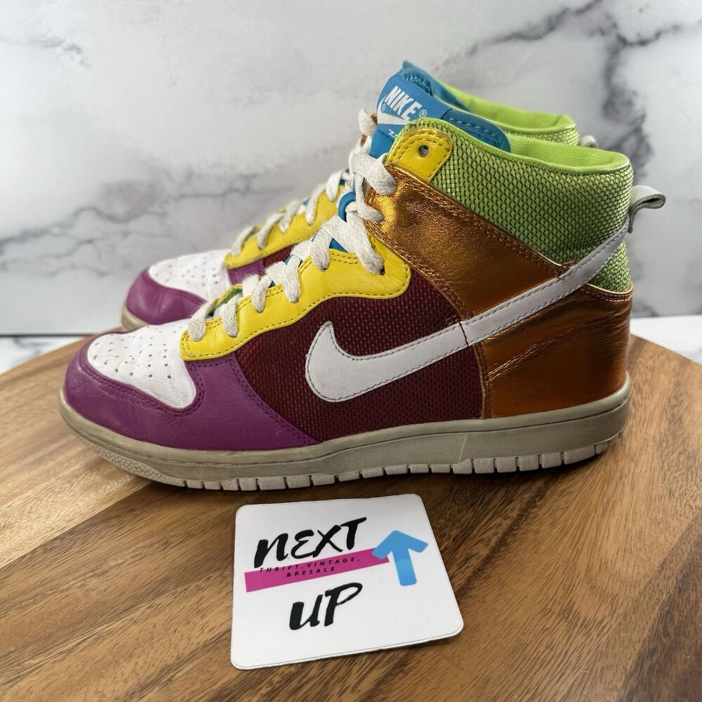 Womens 7.5-Nike Zoom Dunk Hi Premium Multicolor Hi-Top Sneaker 317814-111 No Tag